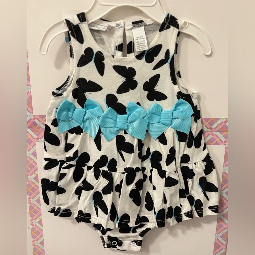 White and black butterflies Kids Romper
